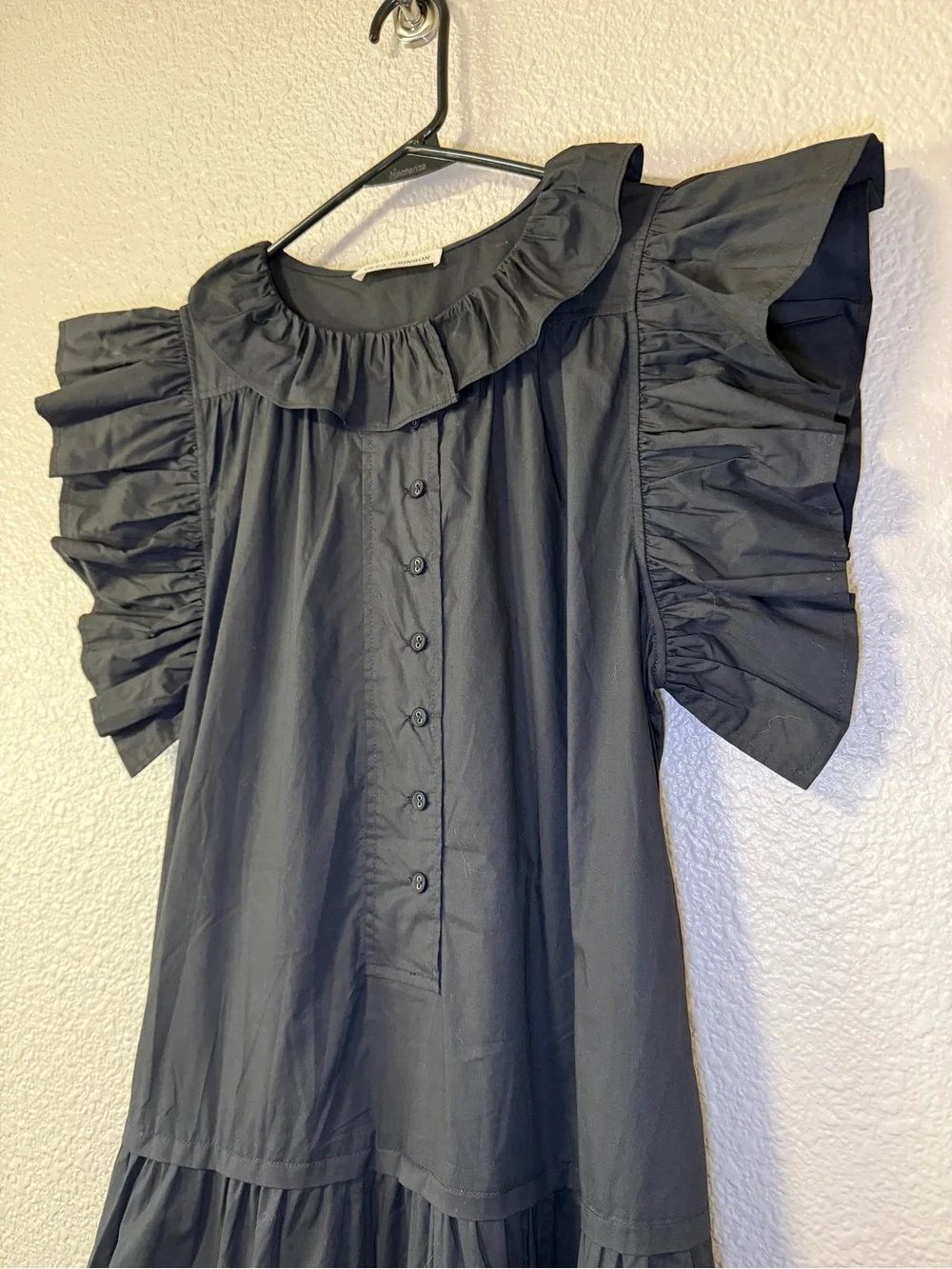 NWOT Ulla Johnson Elsie Dress Black Tiered Ruffle Cotton Poplin Midi Dress 6 - Picture 7 of 10